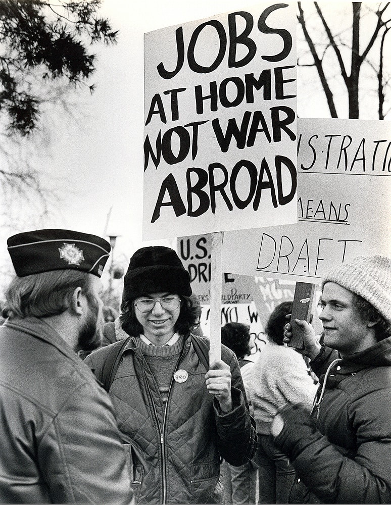Anti Draft Rally: The Heated Discussion — photojournalism by Jay Keenan