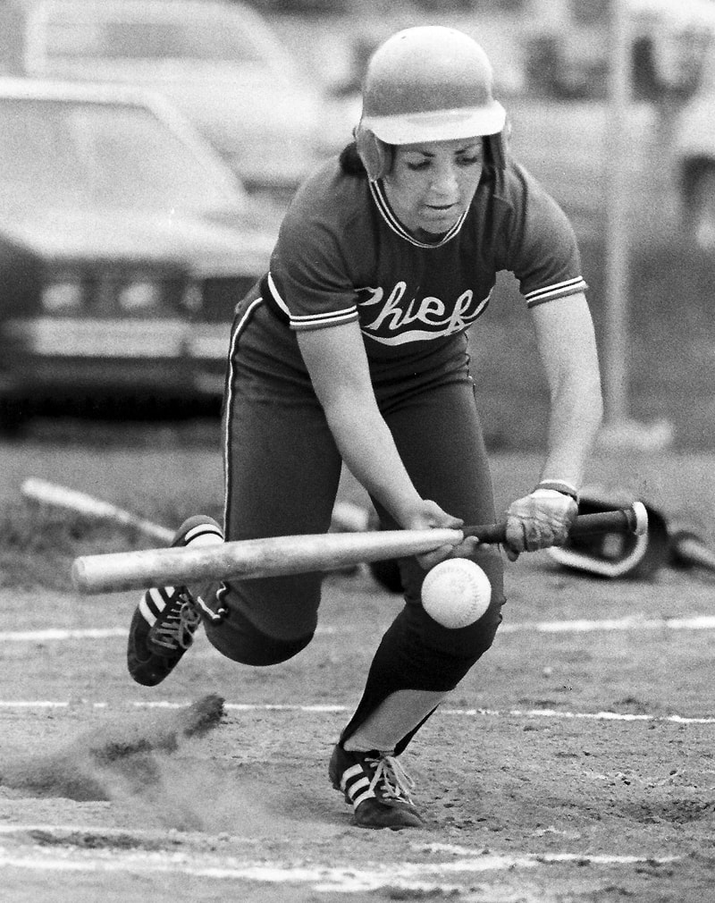 Softball: Laying One Down — photojournalism by Jay Keenan